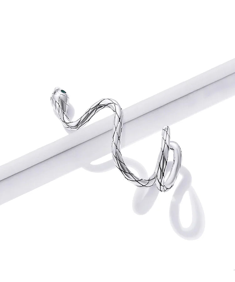 LUX Sterling Silver Rich 1 Piece Magical Snake Earring Clip Hoop for Women