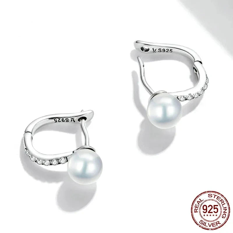 LUX Pearls Ear Buckle Simple Crystal Heart Star Stud Earrings