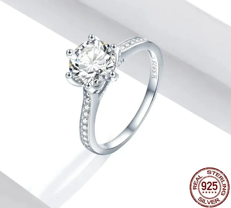 LUX Engagement Ring Round Cut Cubic Zirconia Love Forever