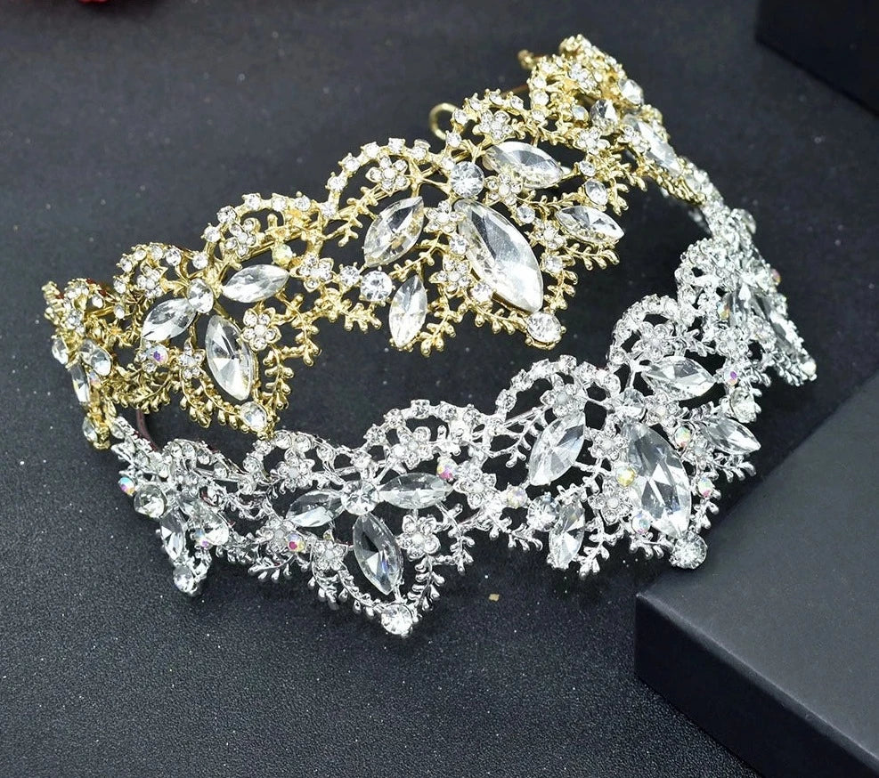 LUX Rhinestone Bridal Crown for Brides Pageant Headpieces Prom Hair Accessories