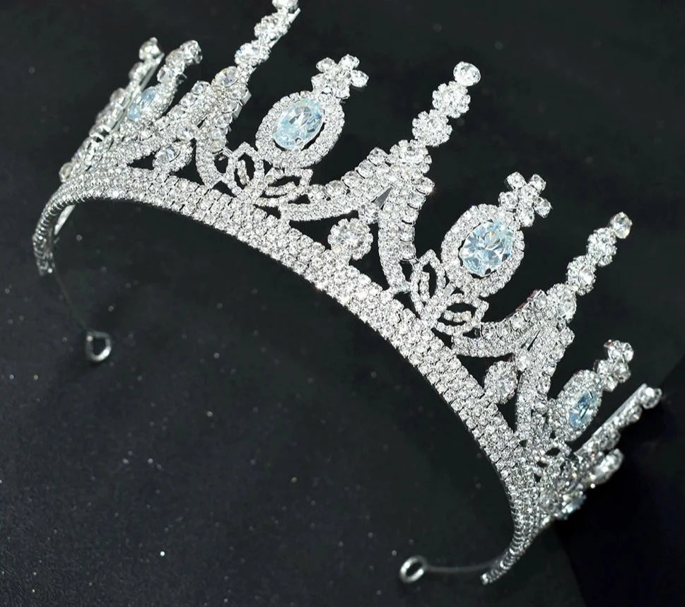 LUX Silver Crowns Crystal Rhinestone Headband Bridal Headwear