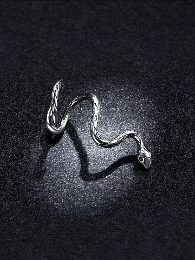 LUX Sterling Silver Rich 1 Piece Magical Snake Earring Clip Hoop for Women