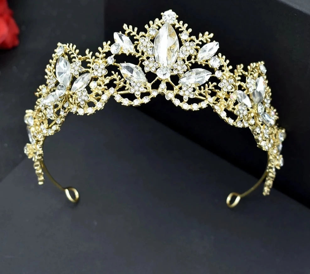 LUX Rhinestone Bridal Crown for Brides Pageant Headpieces Prom Hair Accessories