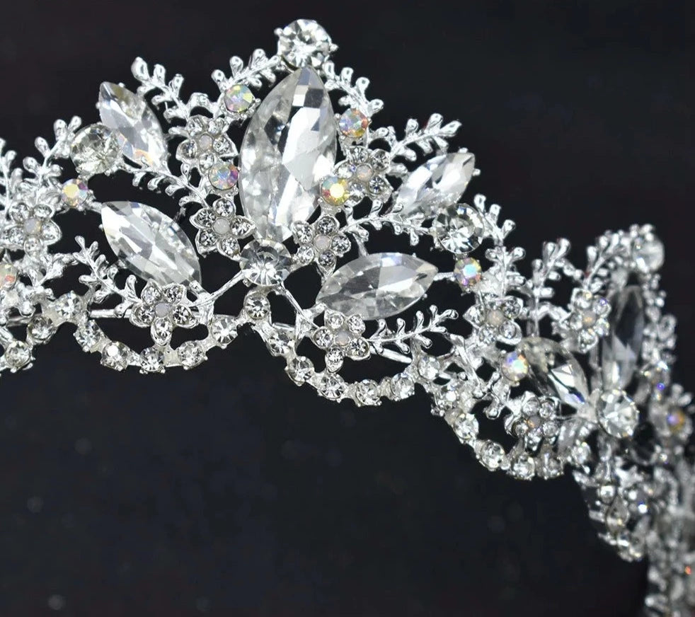 LUX Rhinestone Bridal Crown for Brides Pageant Headpieces Prom Hair Accessories