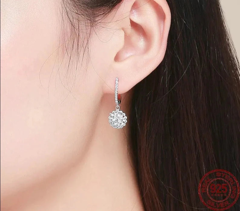 LUX Shining Cubic Zircon Round Circle Drop Earrings