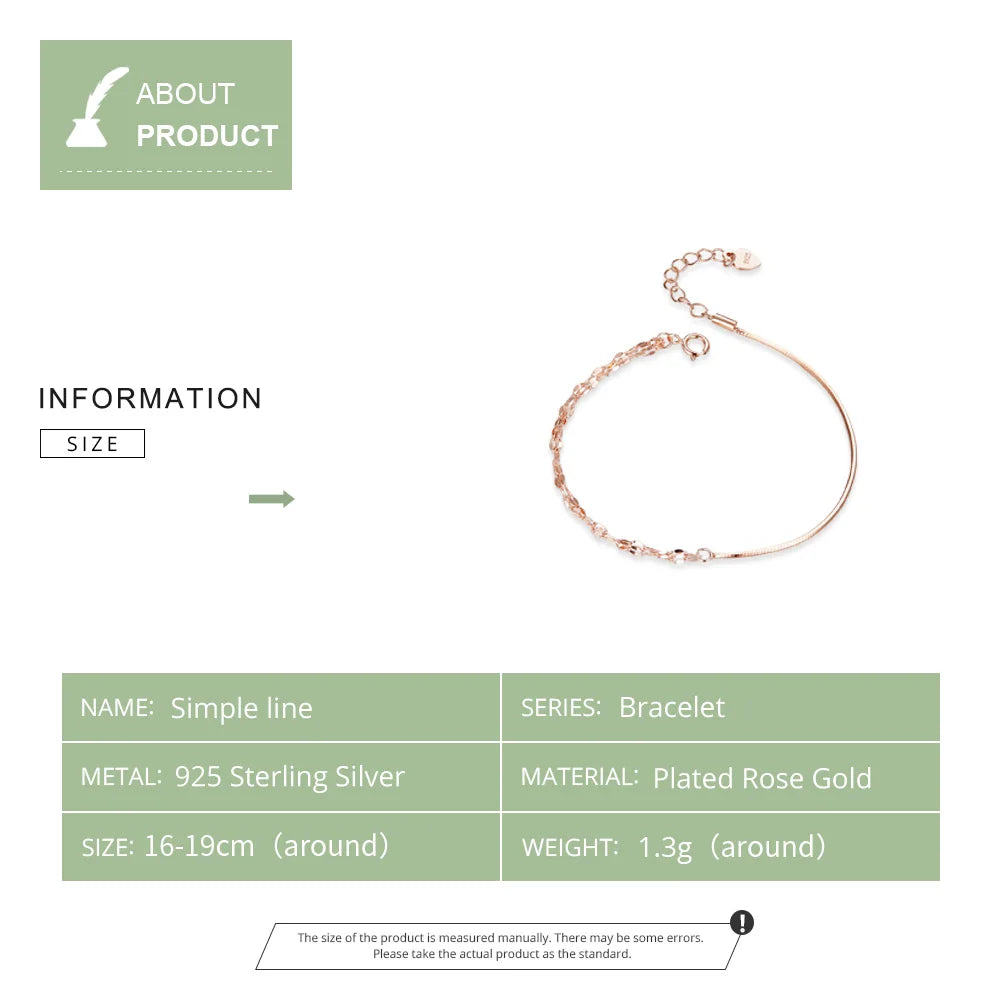 LUX Basic Rose Gold Color Silver Bracelet