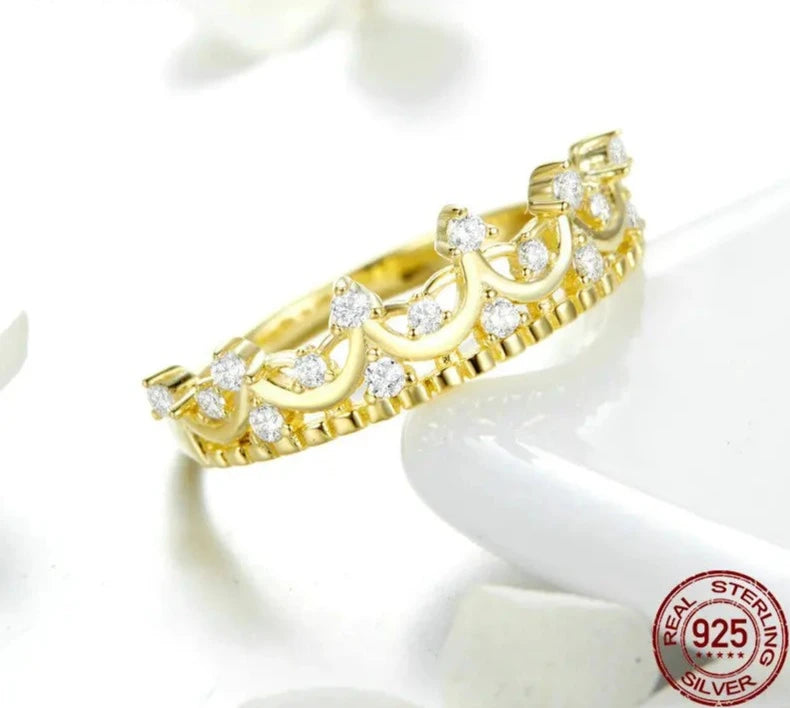 LUX Princess Crown Gold Color Crown Rings for Women