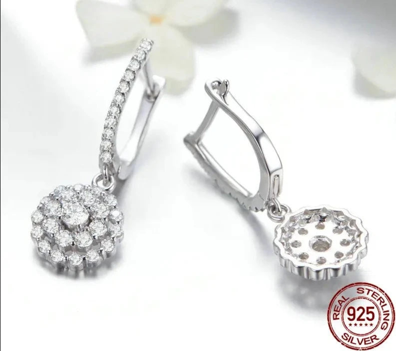 LUX Shining Cubic Zircon Round Circle Drop Earrings