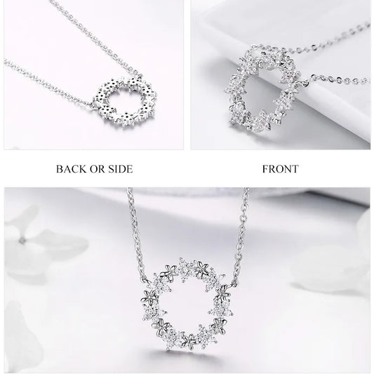 LUX Sterling Silver Shining Stackable Star Round Shape Pendants Necklaces