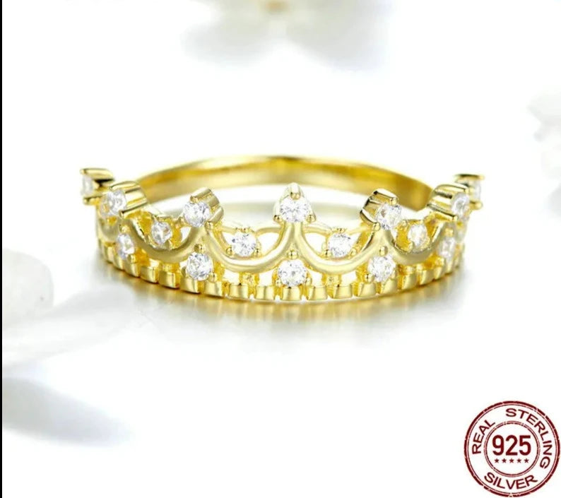 LUX Princess Crown Gold Color Crown Rings for Women