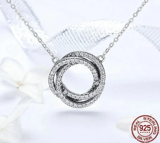 LUX Sterling Silver Minimalism Geometric Stacked Circle Pendant Necklaces