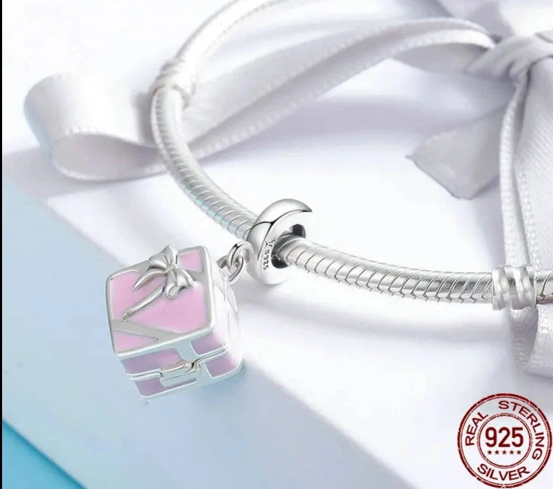 LUX Romantic Pink Box Marry Me Surprise Charm Pendant fit Bracelet