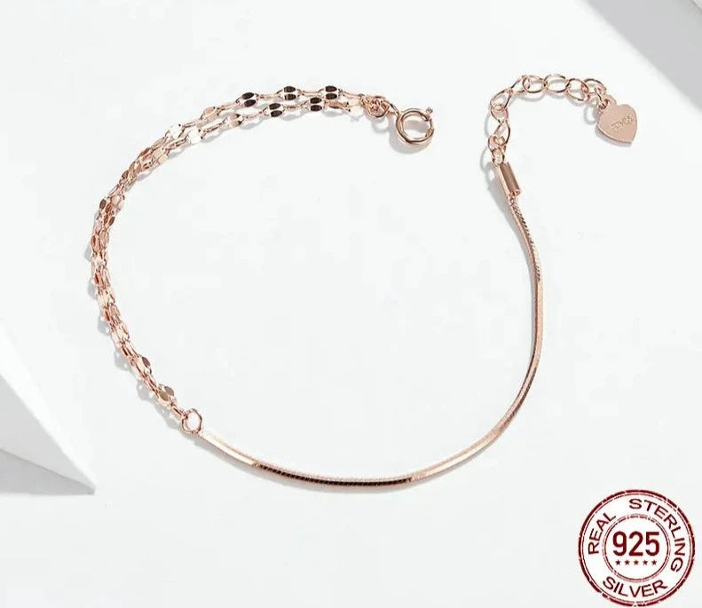 LUX Basic Rose Gold Color Silver Bracelet