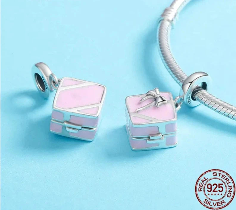 LUX Romantic Pink Box Marry Me Surprise Charm Pendant fit Bracelet