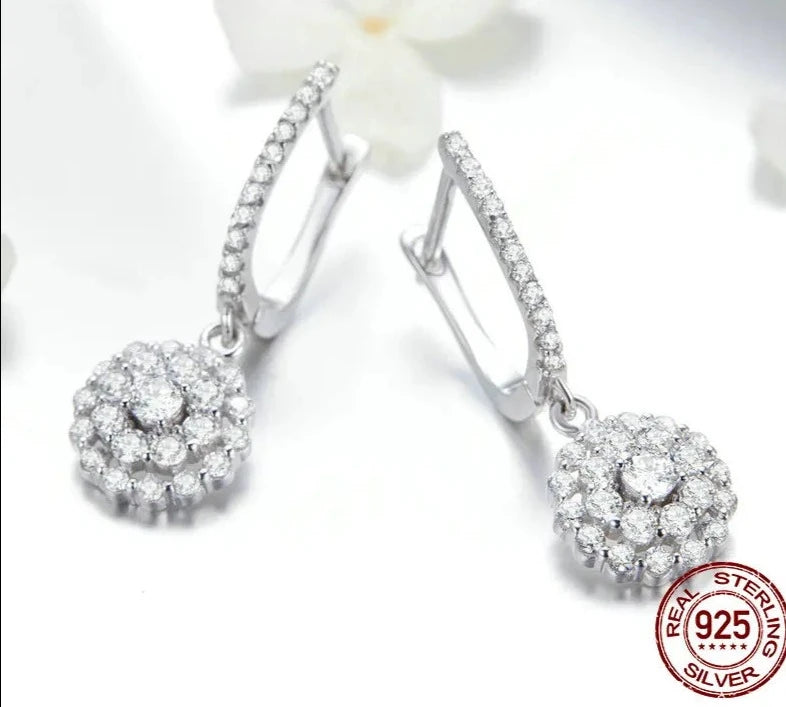 LUX Shining Cubic Zircon Round Circle Drop Earrings