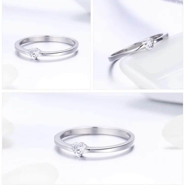 LUX Luminous Finger Ring Simple Heart Wedding Rings for Women