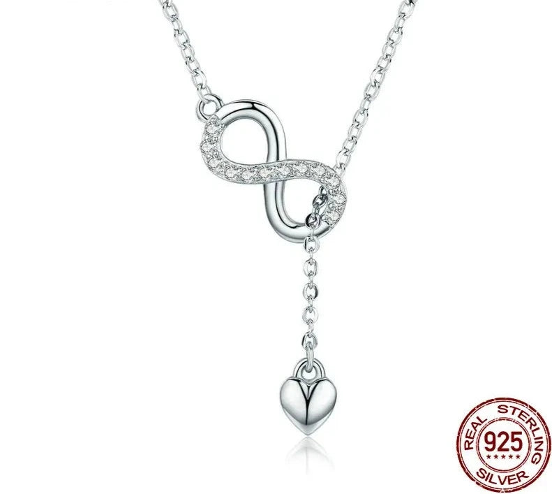 LUX Sterling Silver Infinity Love Pendant Necklaces Forever Love Neck Chain