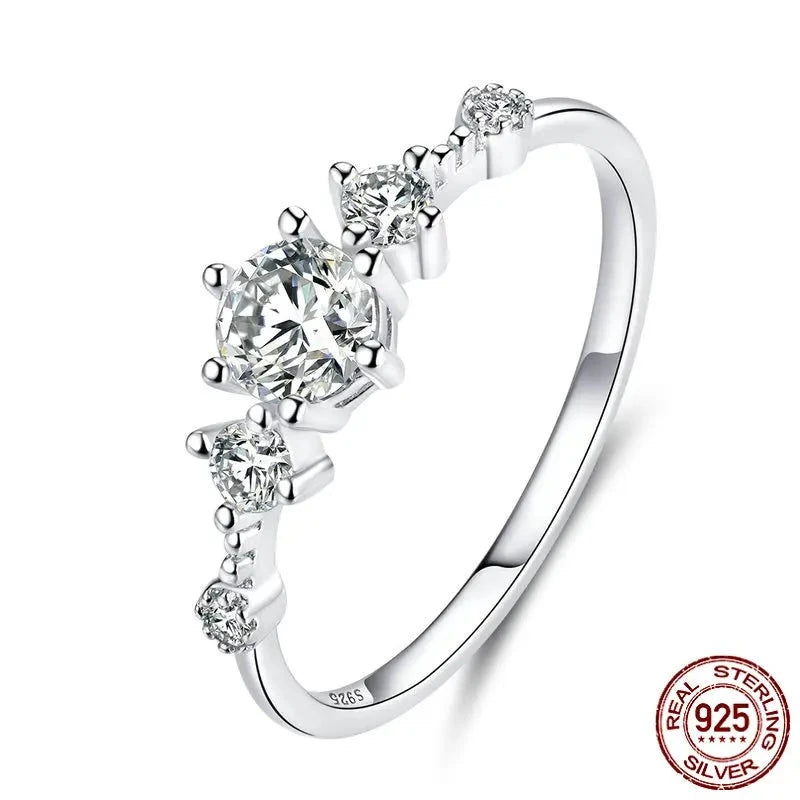 LUX Silver Dazzling Sparkling Engagement Finger Rings