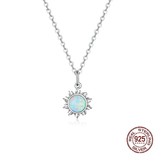 LUX White Opal Sun Pendant Necklace Apollo Chain Necklaces