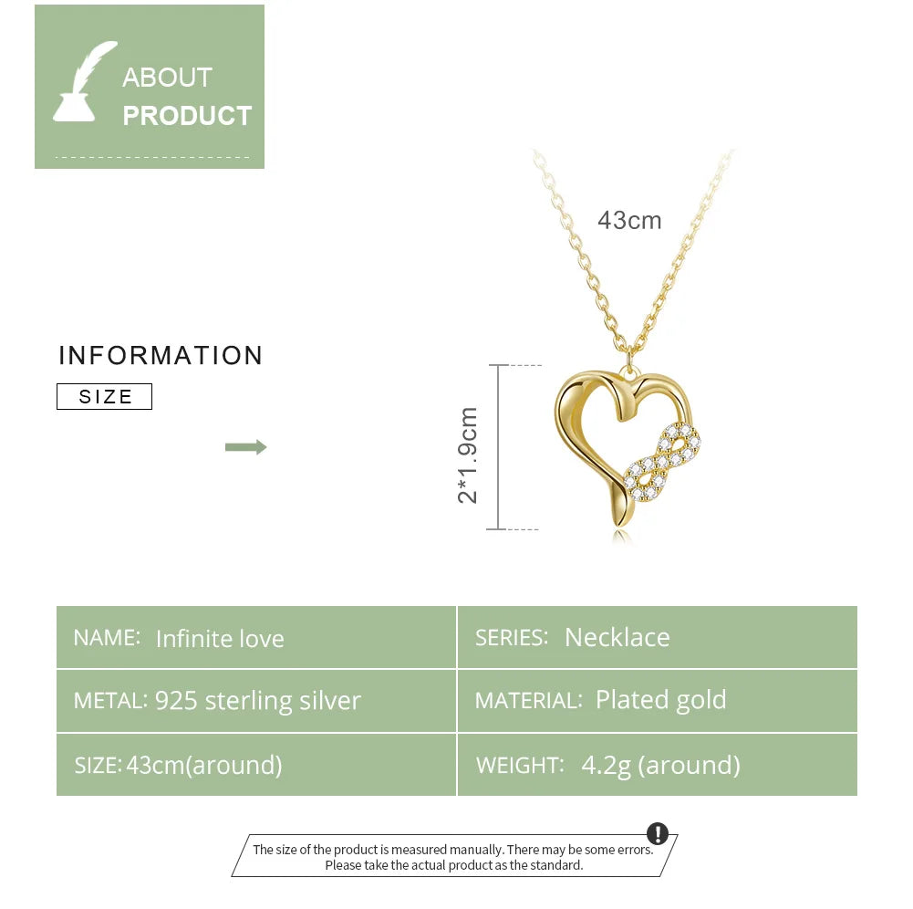 LUX Authentic Plated Gold Infinity Love Pendant Chain Necklace