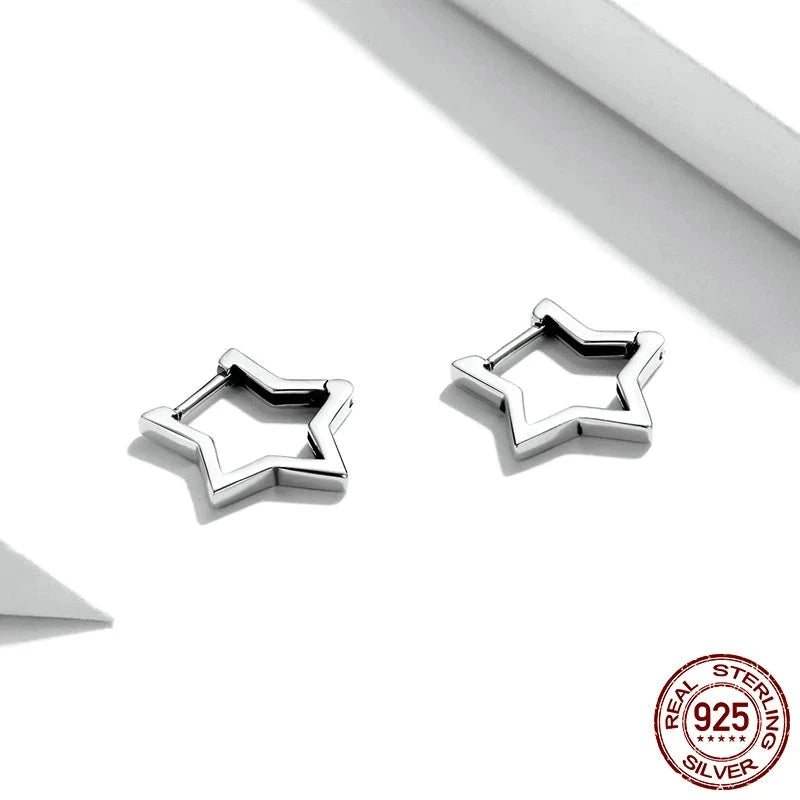 LUX Silver Starlike Earrings Star Shape Ear Buckle Minimalist Earrings