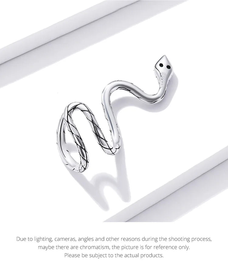 LUX Sterling Silver Rich 1 Piece Magical Snake Earring Clip Hoop for Women