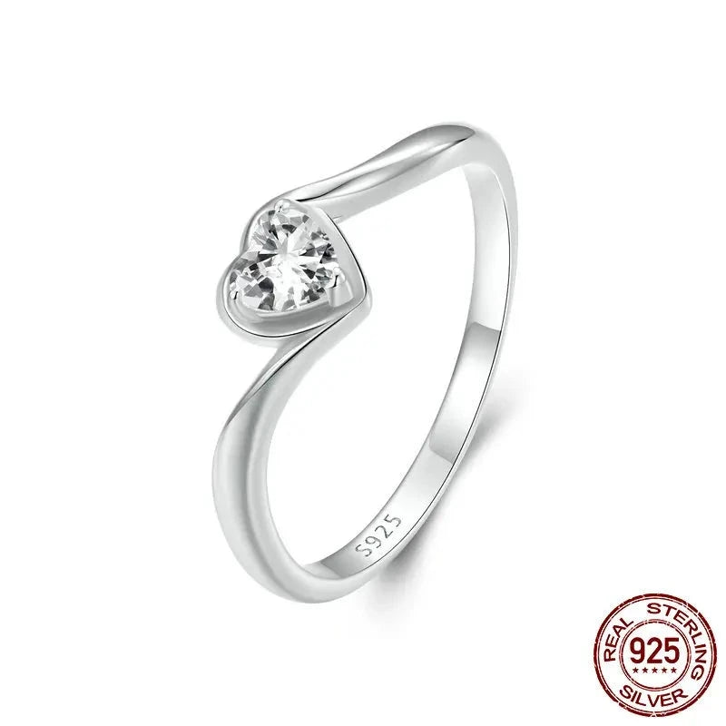 LUX White Gold Plated Heart-shaped Moissanite Solitaire Ring