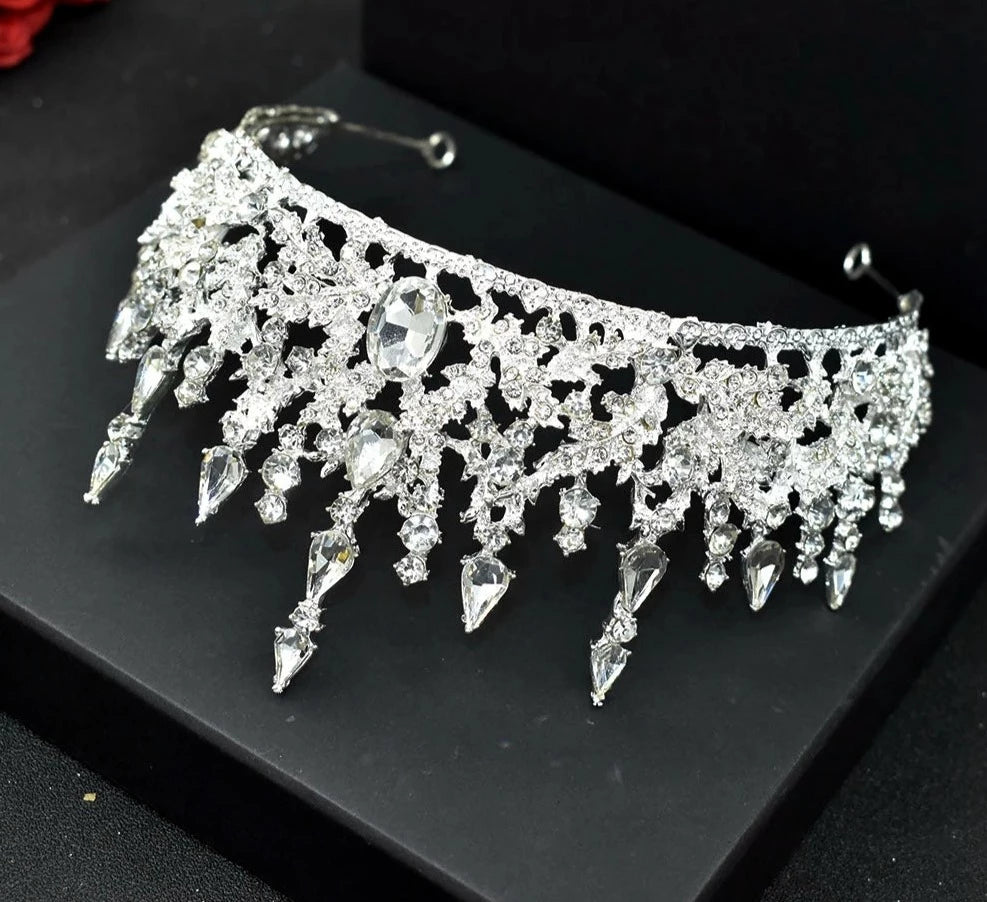 LUX Pageant Crown Hair Jewelry Crystal Headpiece Bridal Headwear Princess