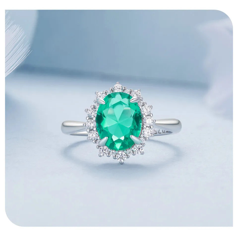 LUX Sterling Silver Luxury Light Green Ring