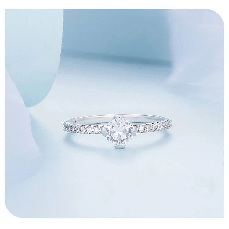 LUX Sterling Silver Simple Zircon Ring for Women