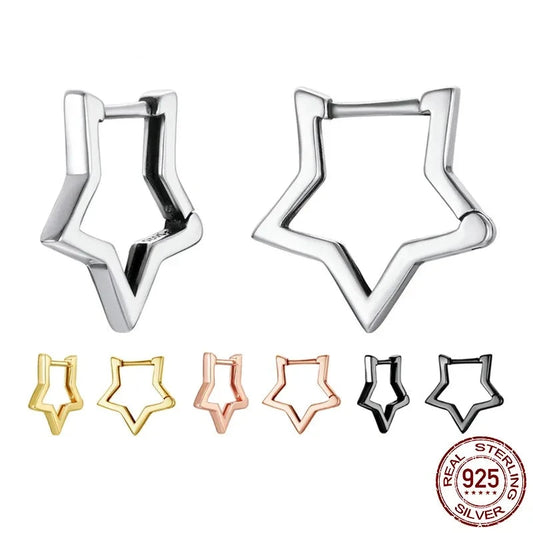 LUX Silver Starlike Earrings Star Shape Ear Buckle Minimalist Earrings