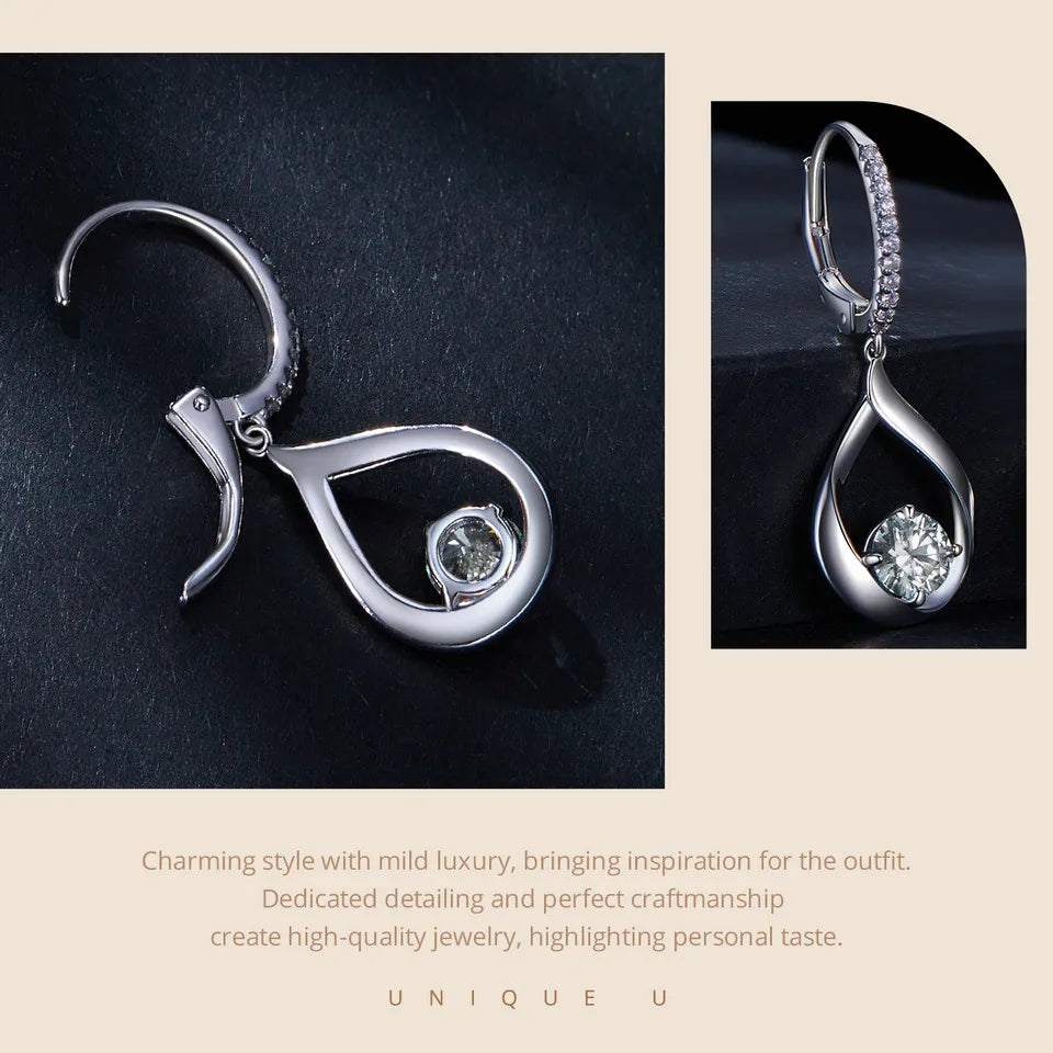 LUX Moissanite Waterdrop Ear Buckles Hoop Earrings