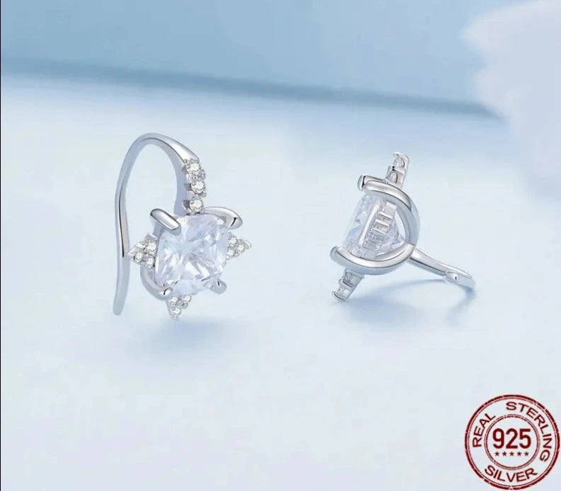 LUX Shiny Clear Square Zircon Ear Hooks Original Design Earrings