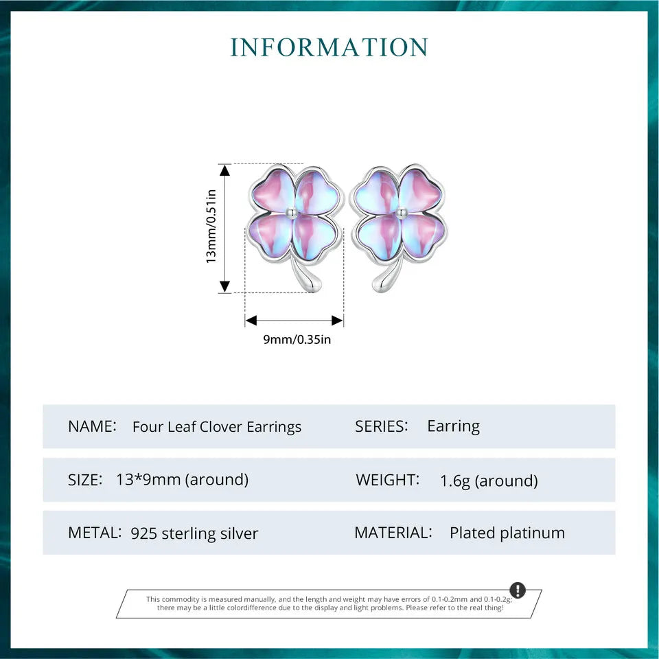 LUX Sterling Silver Lucky Four Leaf Clover Stud Earrings