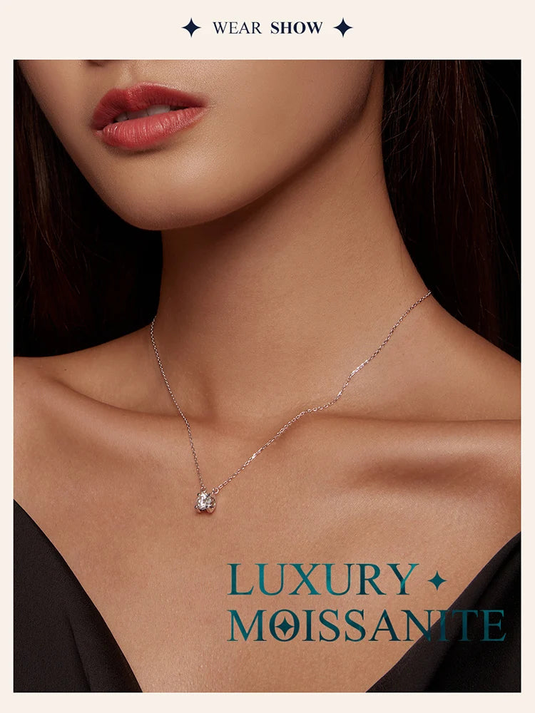 LUX Moissanite Diamond Classic Round Pendant Necklace