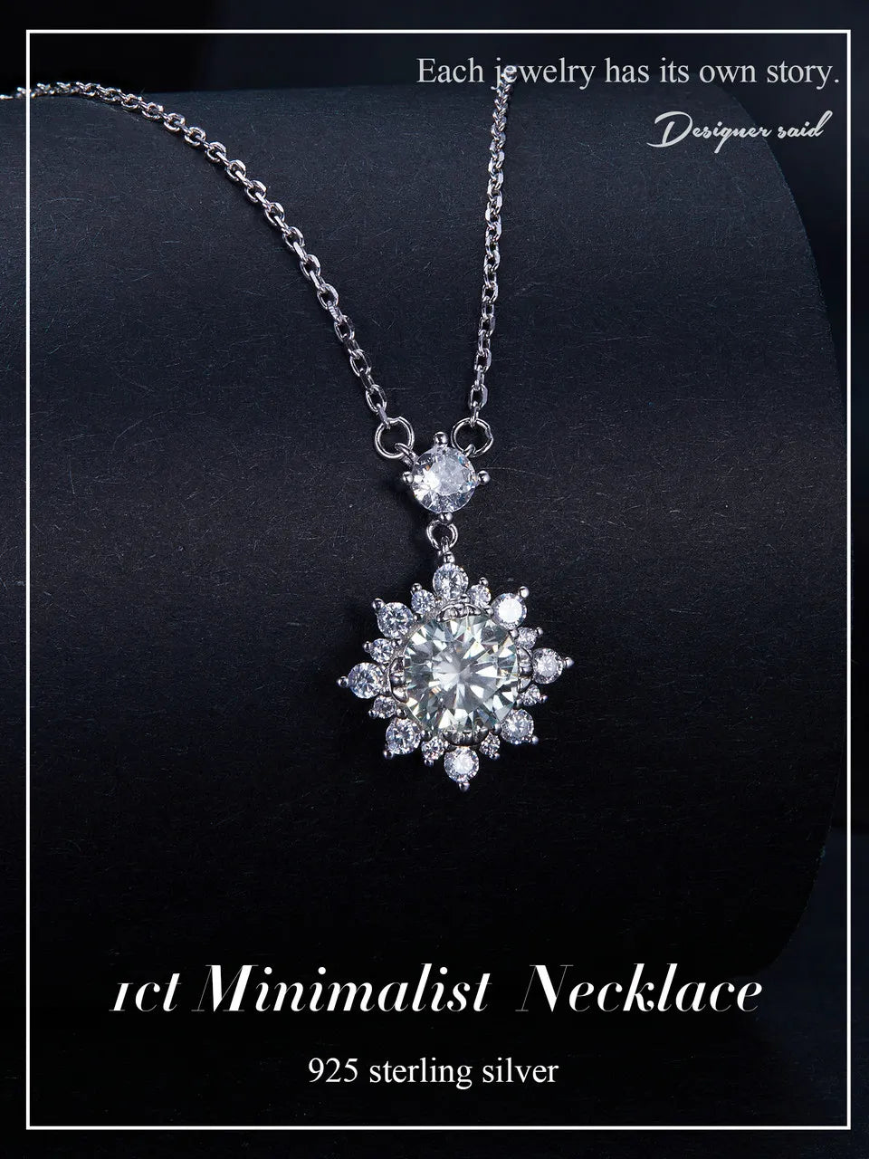 LUX Moissanite Halo Necklace for Women