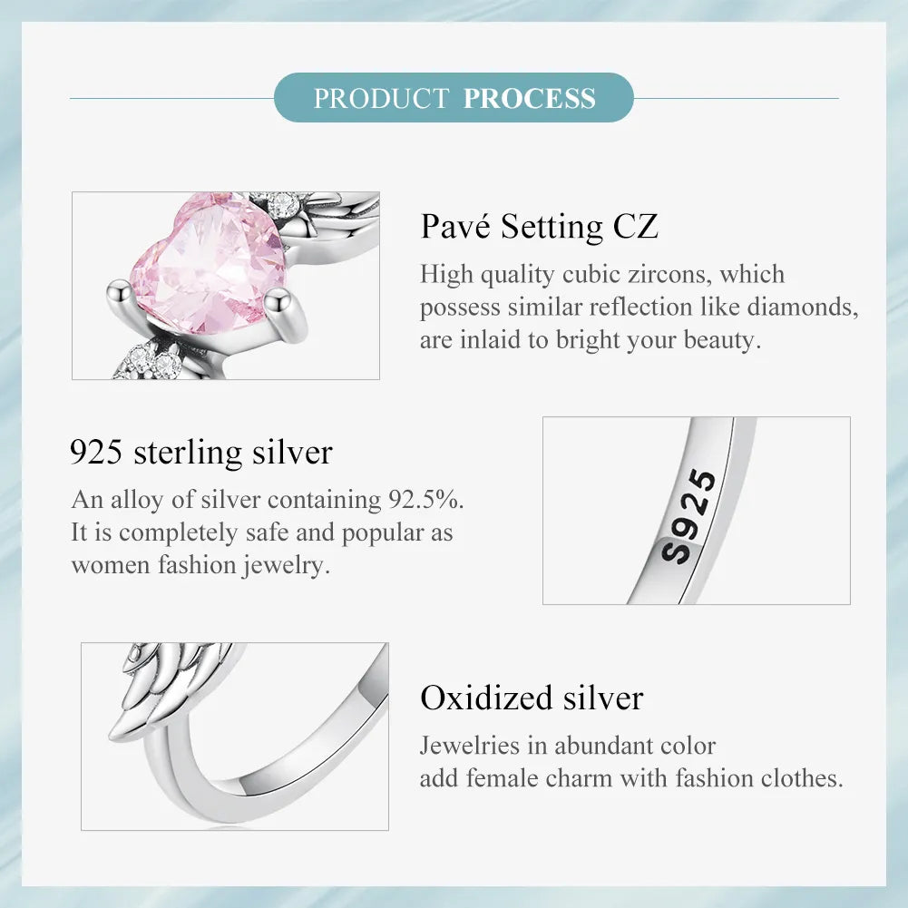 LUX Sterling Silver Pink Heart Zircon Ring