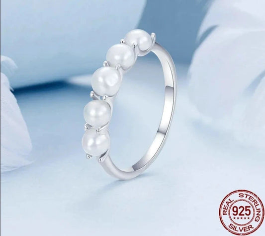 LUX Sterling Silver High-quality Natural Pearl Finger Ring for Women