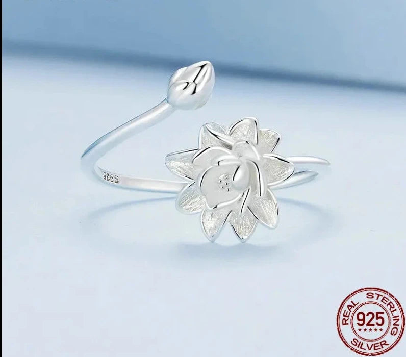 LUX Lotus Opening Ring Flower Adjustable Finger Ring