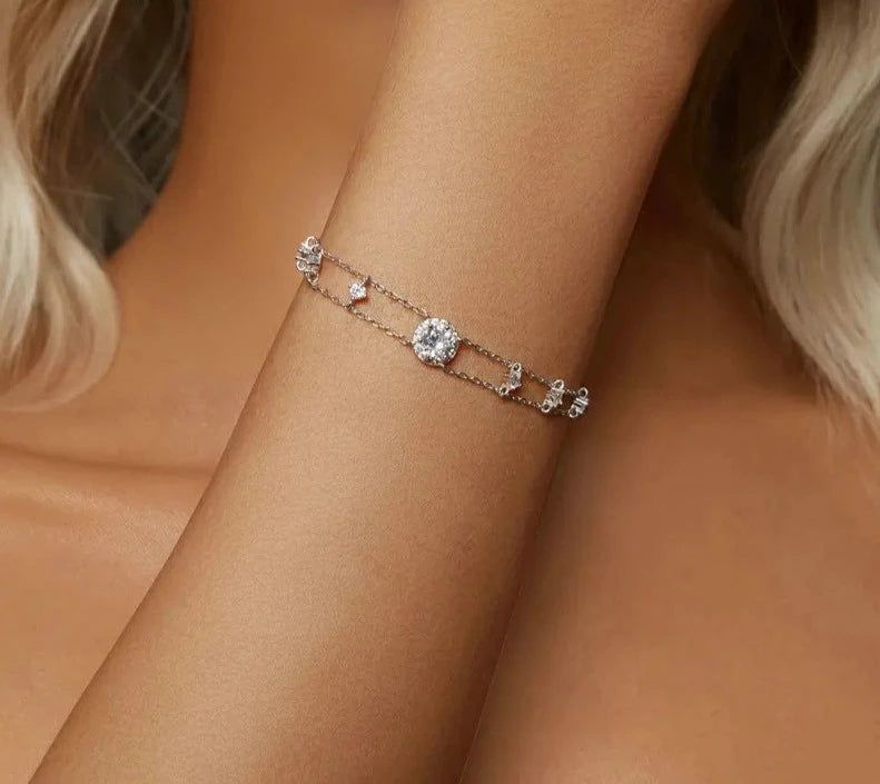 LUX Halo Moissanite Bracelet Double-layer Starry Chain Link