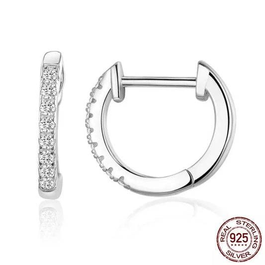 LUX Silver Cubic Zirconia Cuff Earrings Huggie Studs