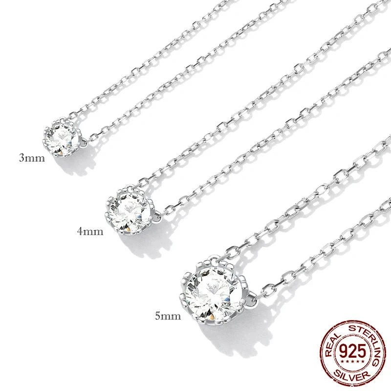 LUX Gorgeous Shiny Choker Sterling Silver Geometric Cut Sparkling Zircon Pendant Necklace