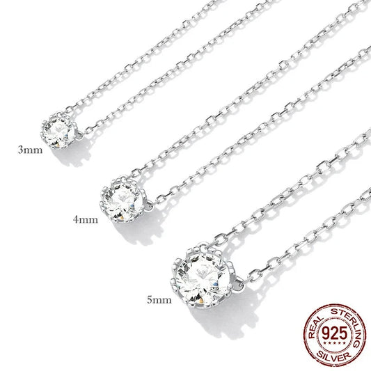 LUX Gorgeous Shiny Choker Sterling Silver Geometric Cut Sparkling Zircon Pendant Necklace