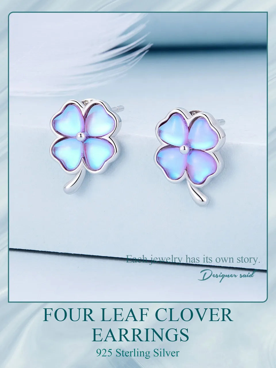 LUX Sterling Silver Lucky Four Leaf Clover Stud Earrings