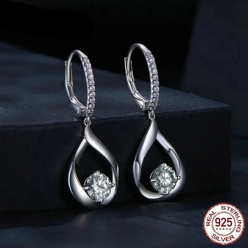 LUX Moissanite Waterdrop Ear Buckles Hoop Earrings