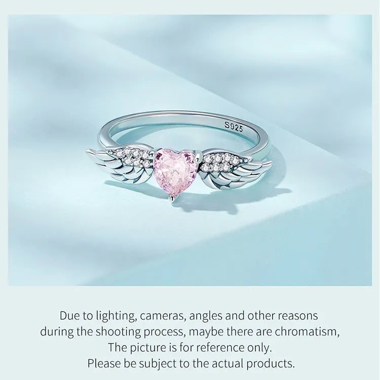 LUX Sterling Silver Pink Heart Zircon Ring