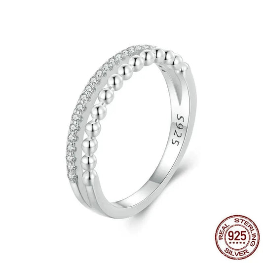 LUX Silver Double Layer Ring Stackable Finger Ring