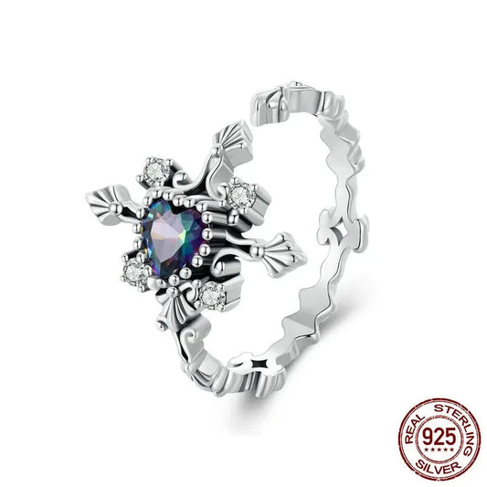 LUX Classic Cross Opening Ring Retro Heart Zircon Adjustable Ring