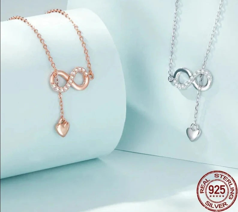 LUX Sterling Silver Infinity Love Pendant Necklaces Forever Love Neck Chain