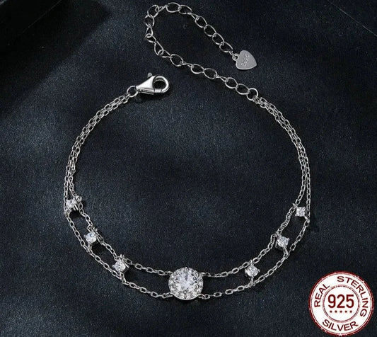 LUX Halo Moissanite Bracelet Double-layer Starry Chain Link